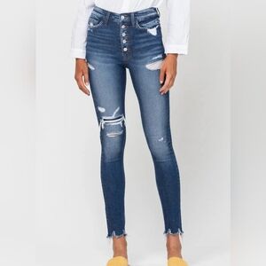 Vervet Haylie High Rise Button Up Distressed Ankle Skinny jeans #T5023 size 29